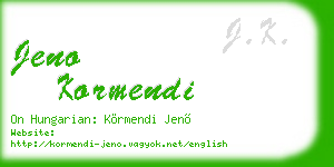 jeno kormendi business card